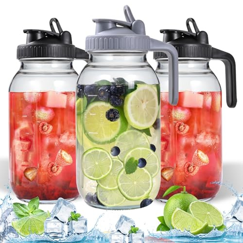 SCIDEA 3 Packs 64OZ Glass Pitcher with Lid