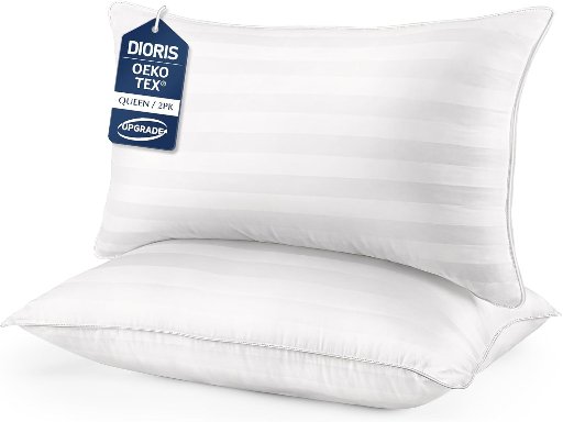 2 Pack of DIORIS Queen Size Down Alternative Fill Pillows Set