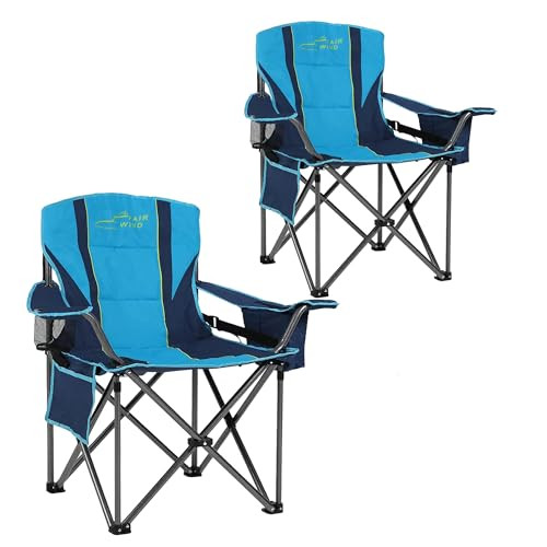 FAIR WIND 2 Pack Oversized Fully Padded Camping Chair with Lumbar Support