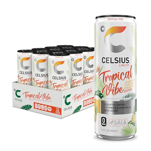 Celsius Sparkling Tropical VibeEnergy Drinks 12-Count, 12 Fl. Oz.