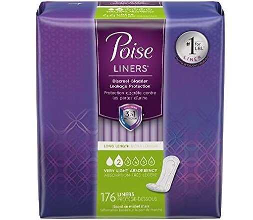 Poise Incontinence Panty Liners, Very Light Absorbency, Long, 176 Count
