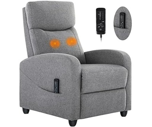 Single Grey Fabric Recliner Massage Chair