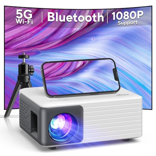 AKIYO 1080P Mini Projector with Wifi Bluetooth & Projector Stand