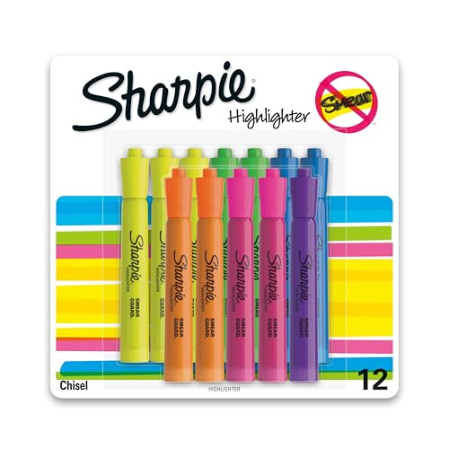 Sharpie Chisel Tip Highlighters, 12 Count