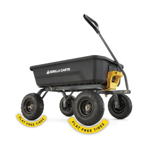 Gorilla Carts Poly Garden Dump Cart w/ No-Flat Tires