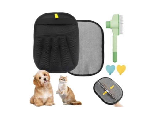 Pet Hair Removal Glove with Flea Comb Set