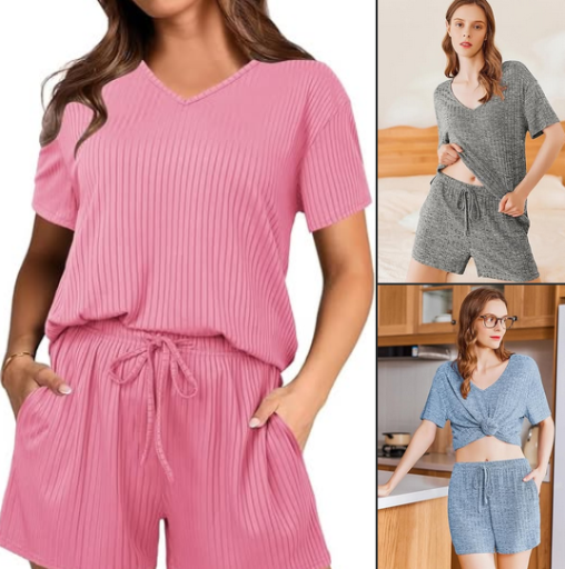 2 Piece Ribbed Knit Pajamas