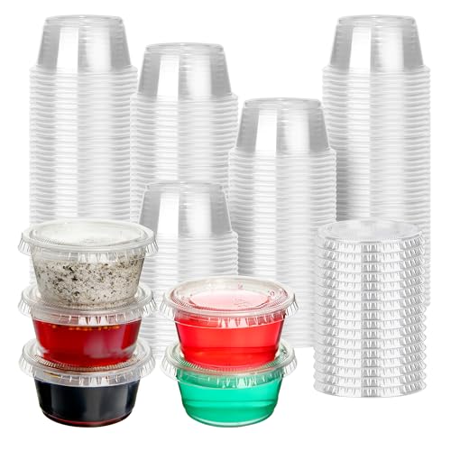 CELLURA 2oz Plastic Portion Cups with Lids 100-Pack
