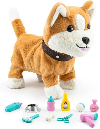 Interactive Plush Dog Puppy Toy W/11 Accessories