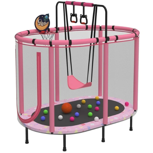 SEGMART Toddler Trampoline with Safety Enclosure Net