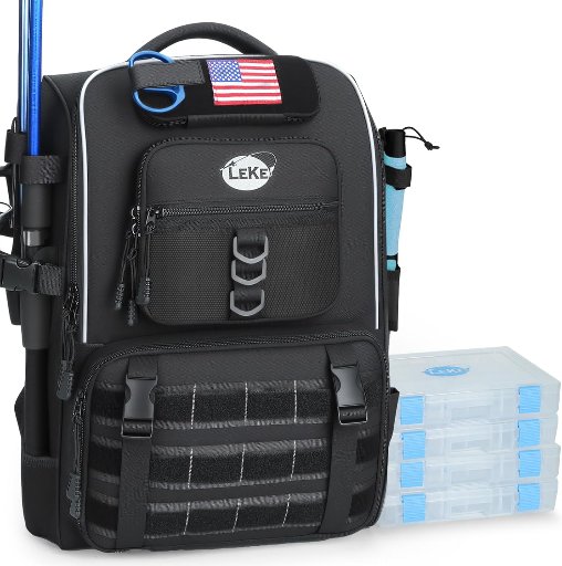 Lekesky Fishing Backpack with Tackle Boxes