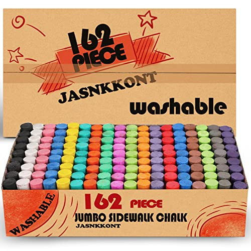 Washable Sidewalk Chalk Set, 162 Pcs