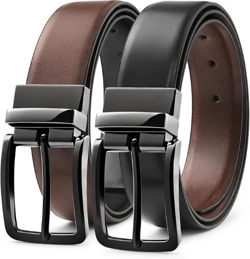 Milorde Men's Reversible Leather Belt - 2 Sides