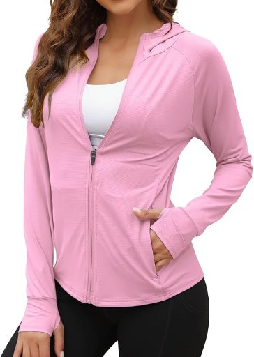 We1Fit Women’s UPF 50+ Sun Protection Jacket Hoodie W/Thumb Holes
