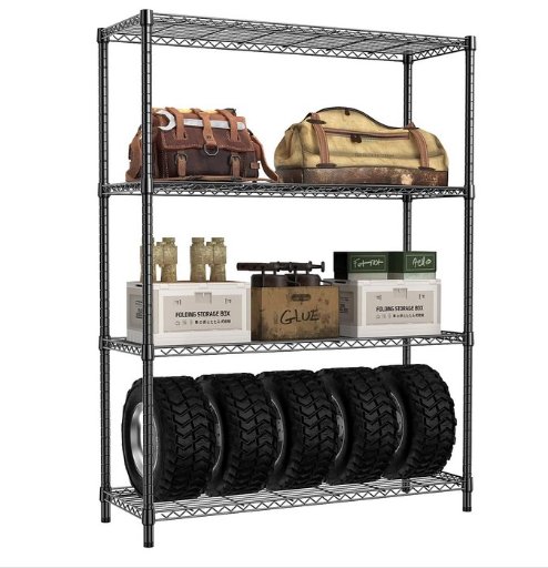 IZEUK 4 Tier Garage Black Wide Metal Shelving Shelf Unit