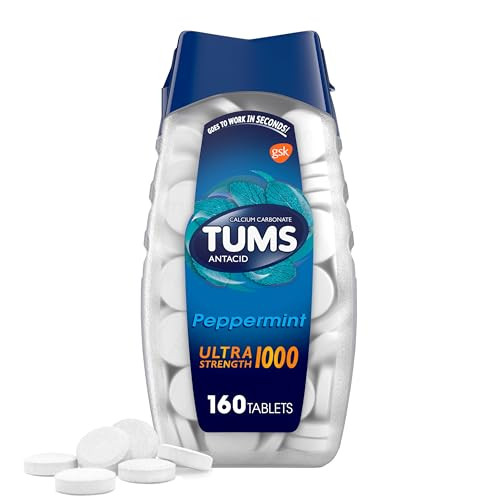 TUMS Ultra Strength Chewable Antacid Tablets, Peppermint Flavor, 160 Count