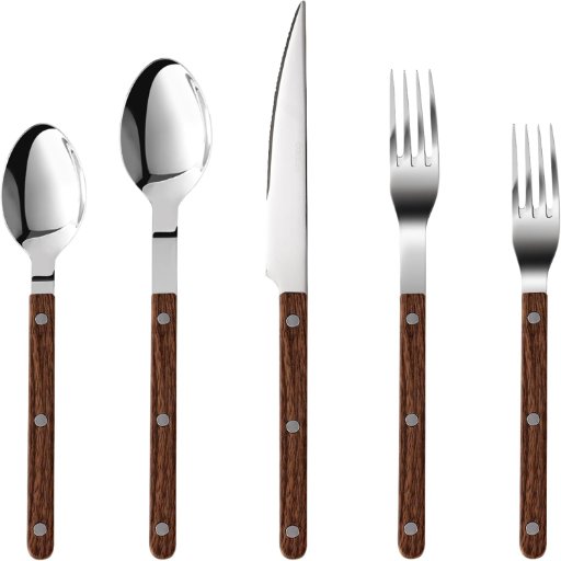 20-Piece CAROTE Wood Handle Silverware Set