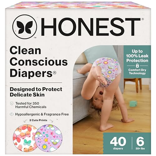 The Honest Company Comfort Dry Disposable Daytime Diapers for Sensitive Skin, Size 6, 40 Count Deal