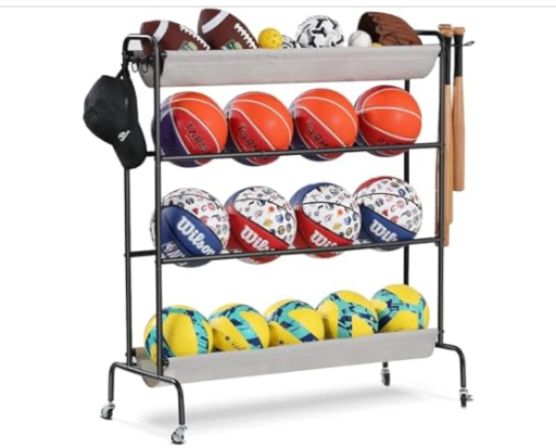 Rolling Basketball Storage Rack