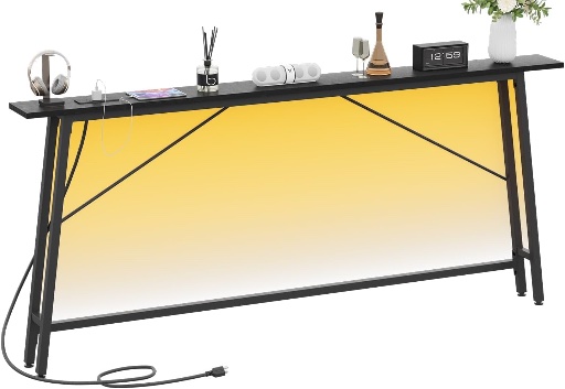 Sofa Table with Power Outlets and LED Light