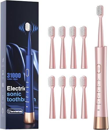 USB Rechargeable Sonic Toothbrush W/8 Brush Heads