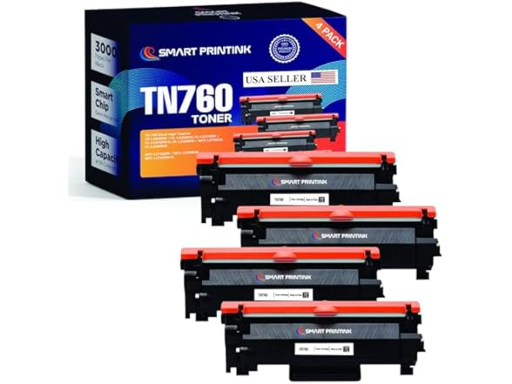 4-Pack TN760 High Yield Aftermarket Toner Cartridges for Brother Laser Printers