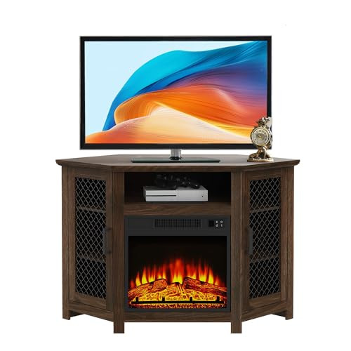 Corner TV Stand with Fireplace Insert