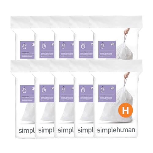simplehuman Code H Custom Fit Drawstring Trash Bags, 200 Count