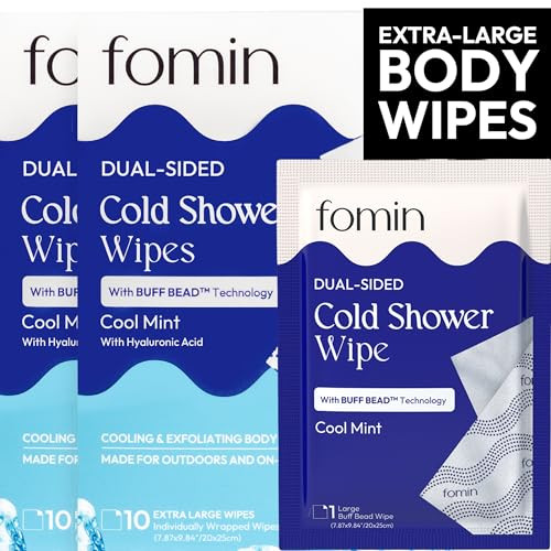 FOMIN Travel Cold No Rinse Shower Wipes - 20 Pack