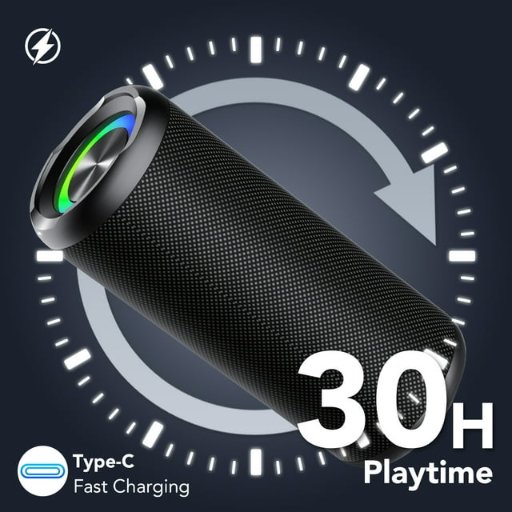 Portable Bluetooth Speaker with IPX7 Waterproofing & 30H Playtime