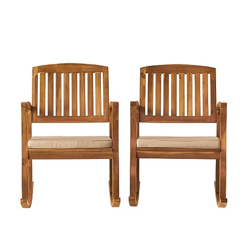 Christopher Knight Home Selma Acacia Rocking Chairs with Cushions 2-Pcs Set Deal