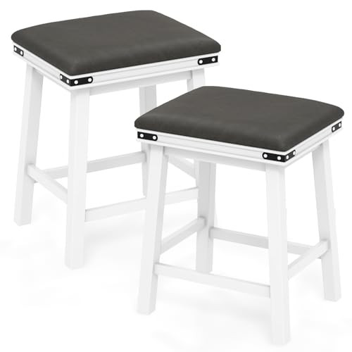 COSTWAY Set of 2,  24" Upholstered Bar Stools