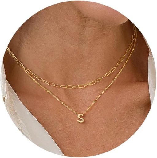 Turandoss Dainty Gold Initial Necklaces