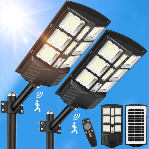 2 Pack Large Solar Street Light Outdoor Waterproof