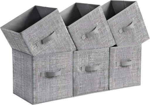 SONGMICS 6pk Storage Cubes, 11" Non-Woven Fabric Bins with Double Handles