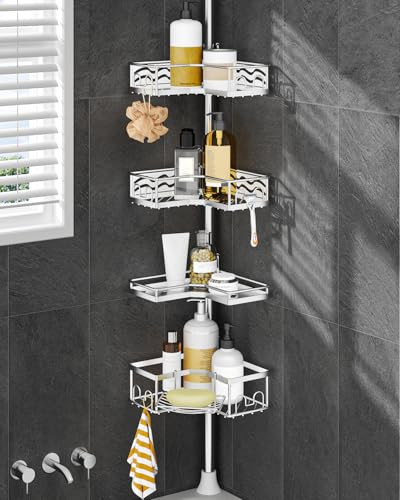 Rustproof 4-Tier Quick Setup Shower Pole Caddy