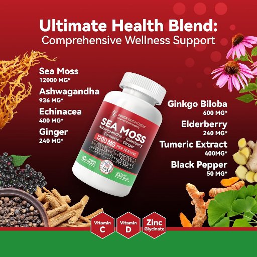 Inner Brightness Irish Sea Moss Pills, 60 Count