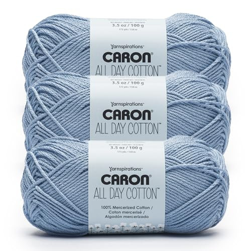 Caron All-Day Cotton Mercerized Yarn, 3-Pack
