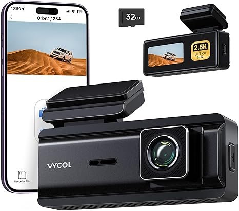 2.5K WiFi Dash Cam with 32GB Card