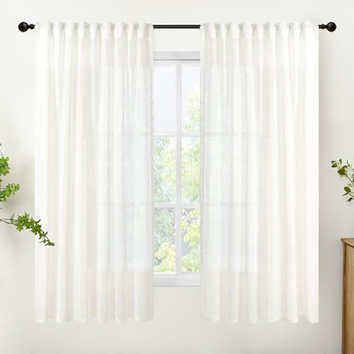 YoungsTex Linen Semi Sheer Curtains--2 Panels
