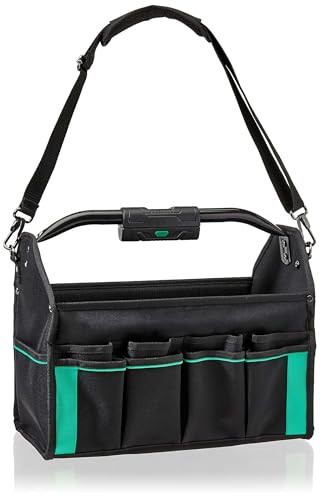 Amazon Basics Tool Tote with Light and 30 Pockets