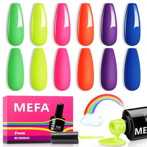 MEFA Neon Gel Nail Polish Set, 6 Colors