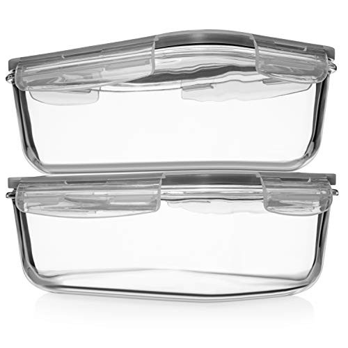 Large Glass Food Storage Containers w/ Locking Lids, Set of 2
