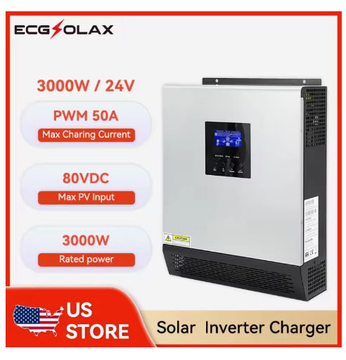 ECGSOLAX 2400W Hybrid Solar Inverter with PWM 50A Charging Controller