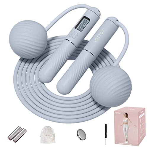 YOTTOY Cordless Ball-Weighted Jump Rope w/ LCD Display