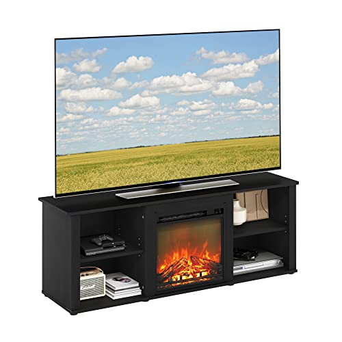 Furinno Classic 60-Inch TV Stand with Fireplace