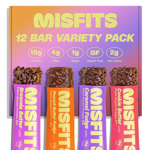 Misfits Vegan Protein Bars Variety Pack 12-Count