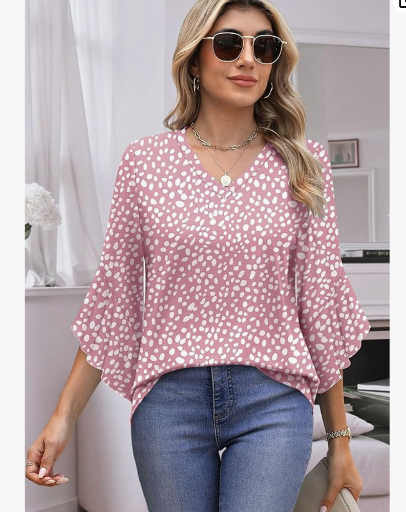 Women's 3/4 Sleeve V-Neck Top