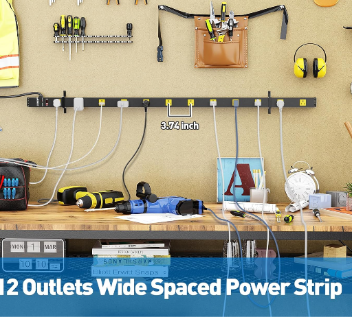 Heavy Duty Long Power Strip Surge Protector 