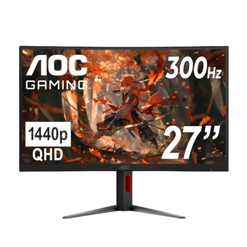 AOC 27 Inch Curved Gaming Monitor 2K QHD 300Hz VA 0.3ms